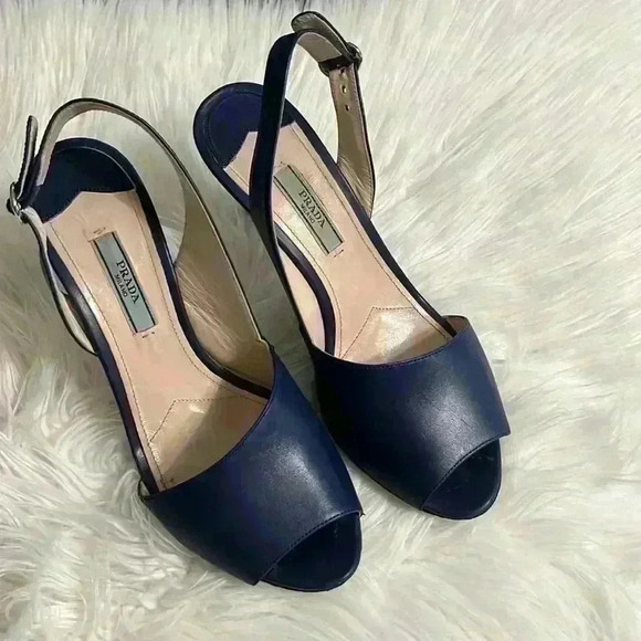 PRADA D.ORSAY PUMPS SANDAL COLOR BLUETTE - Picture 10 of 12